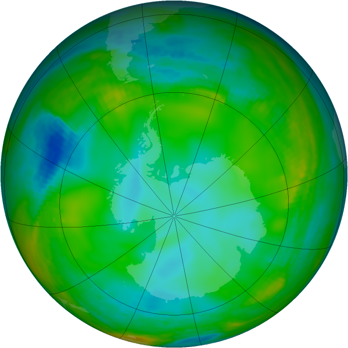 Antarctic ozone map for 24 June 1981